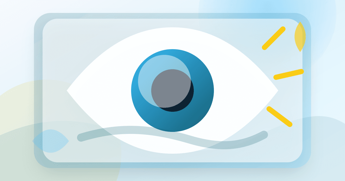 Illustration of cataract lens clouding causing glare, blur, and faded contrast