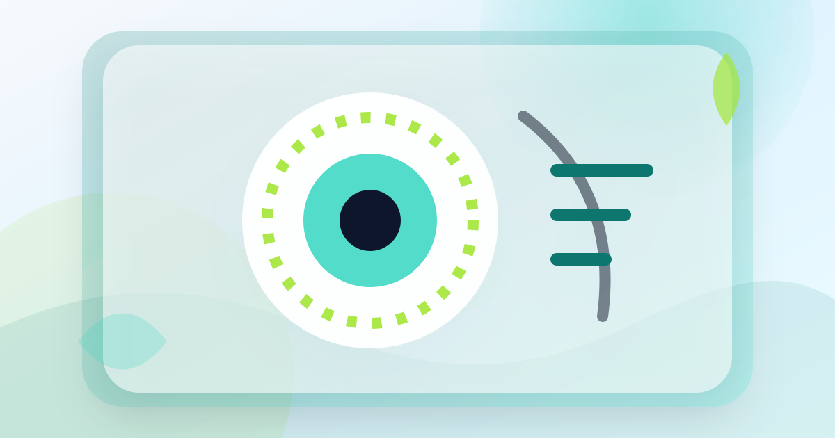 Illustration of glaucoma monitoring with optic nerve, eye pressure, and visual field rings